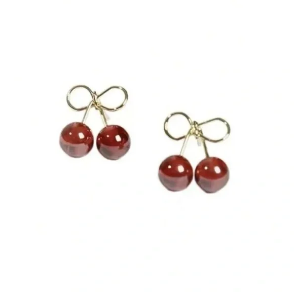 Fruit Cherry fruit red stud earrings - Picture 3 of 4